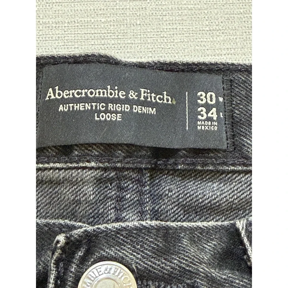 Abercrombie & Fitch Authentic Rigid Denim Loose Men's Size 30x34 Zipper Fly NWT